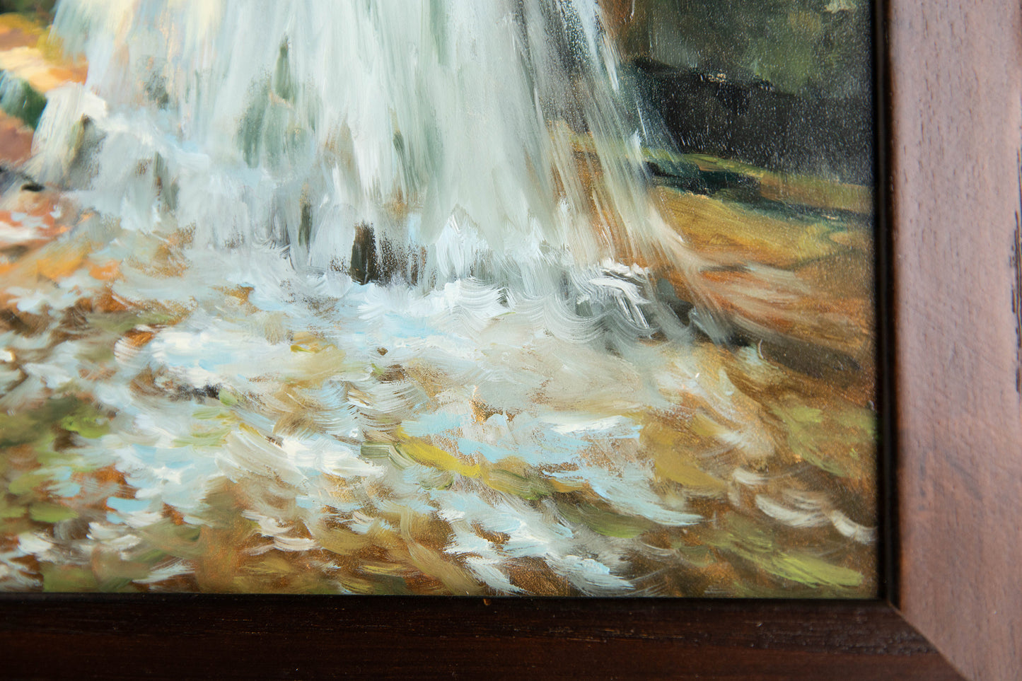 "Glimmering Rapids" 11x14 oil painting. Framed