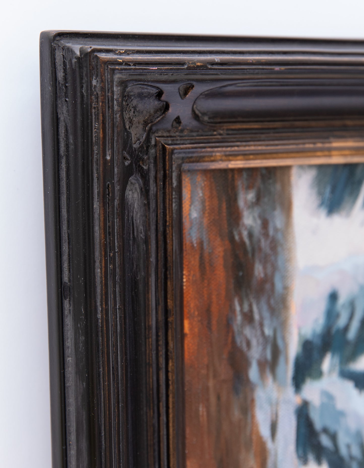 "In the Somber Depths of January" 16x20 original oil painting. Framed