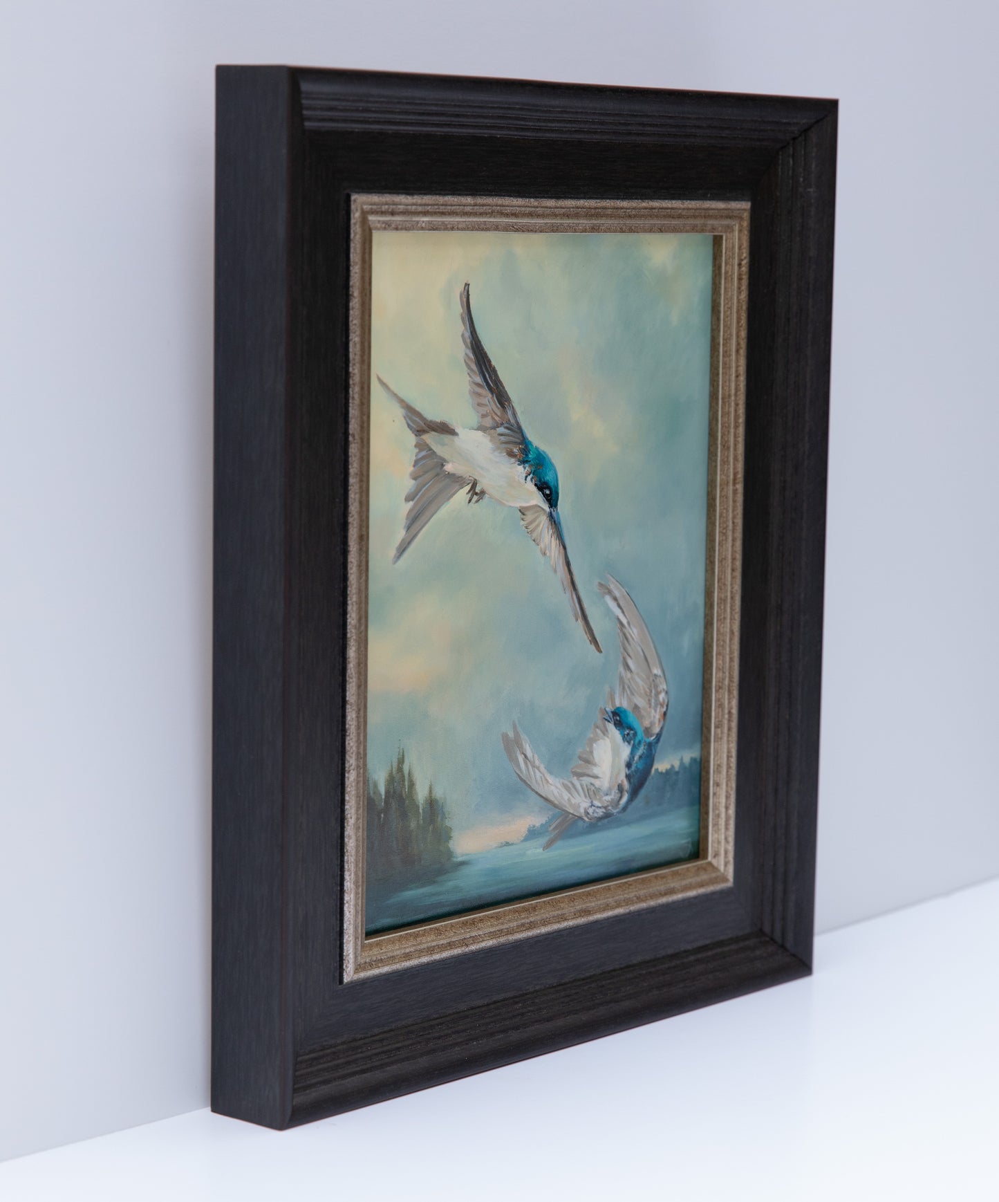 "The Last Storm of July" 8x10 original oil painting. Framed