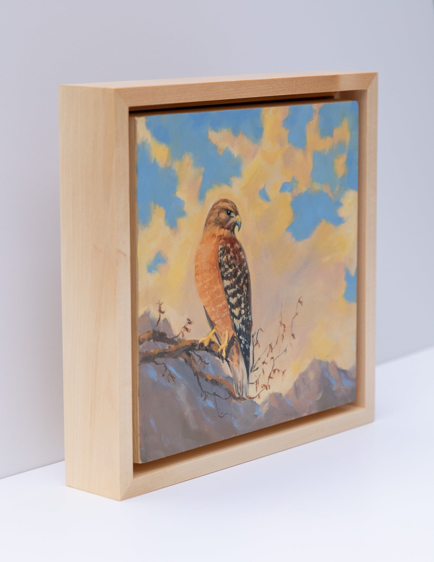 "Gilded Skies of November" 8x8 original oil painting. Framed