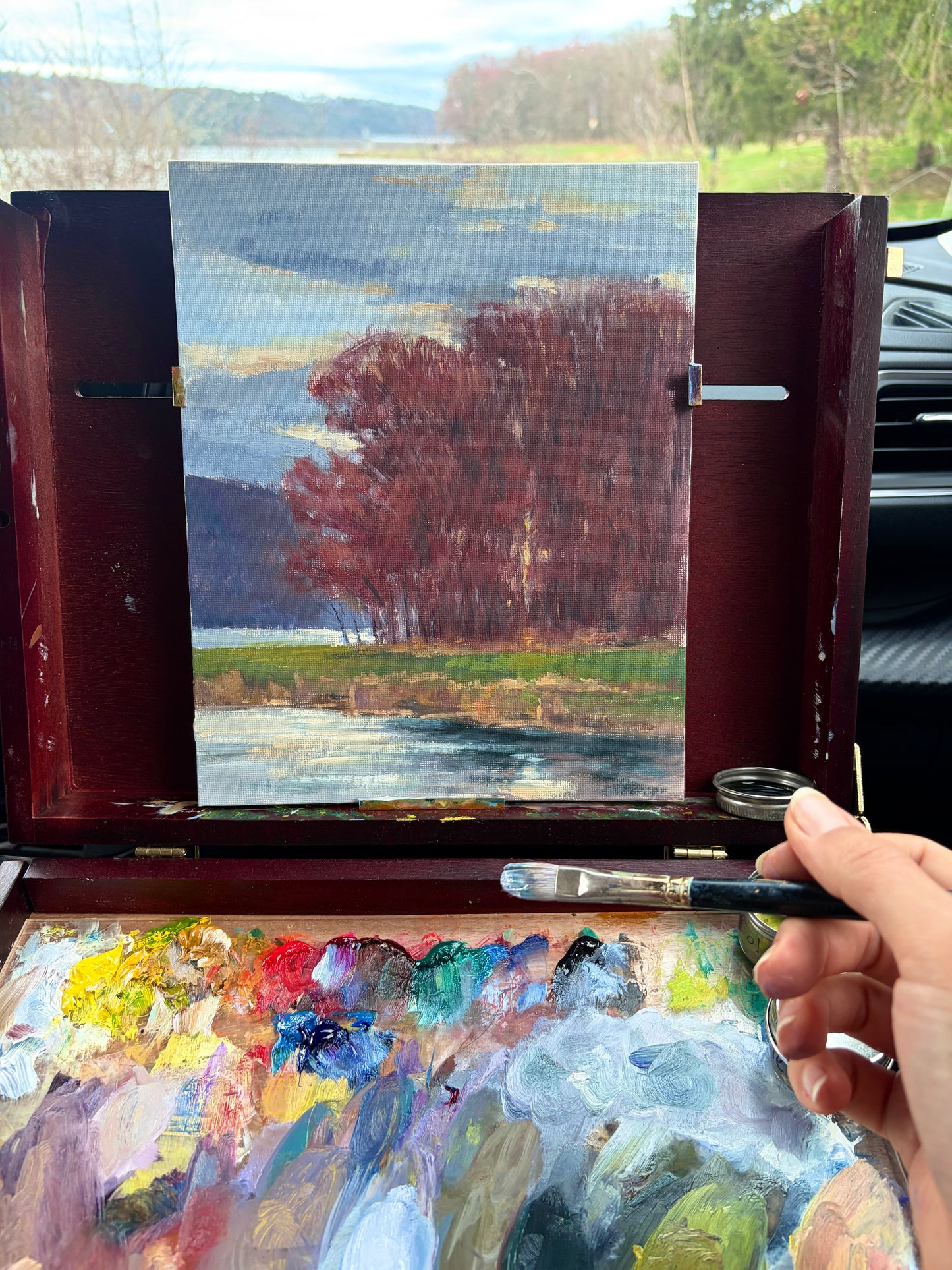"Afternoon at Beltzville Lake" 8x10 oil painting. Framed