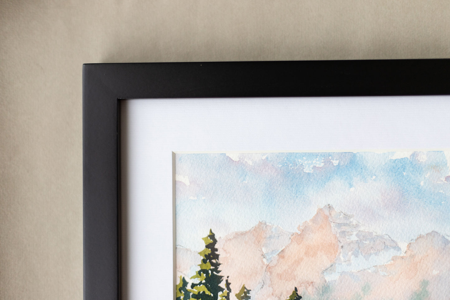 'Autumn Hills' Original watercolor landscape. 9x12in. Framed