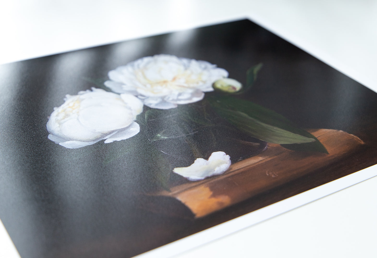'White Peonies' still-life giclee print. Unframed.