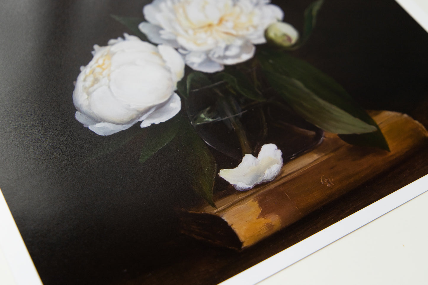 'White Peonies' still-life giclee print. Unframed.