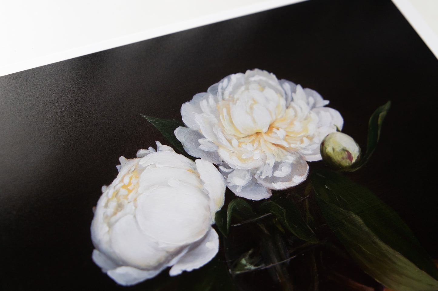 'White Peonies' still-life giclee print. Unframed.