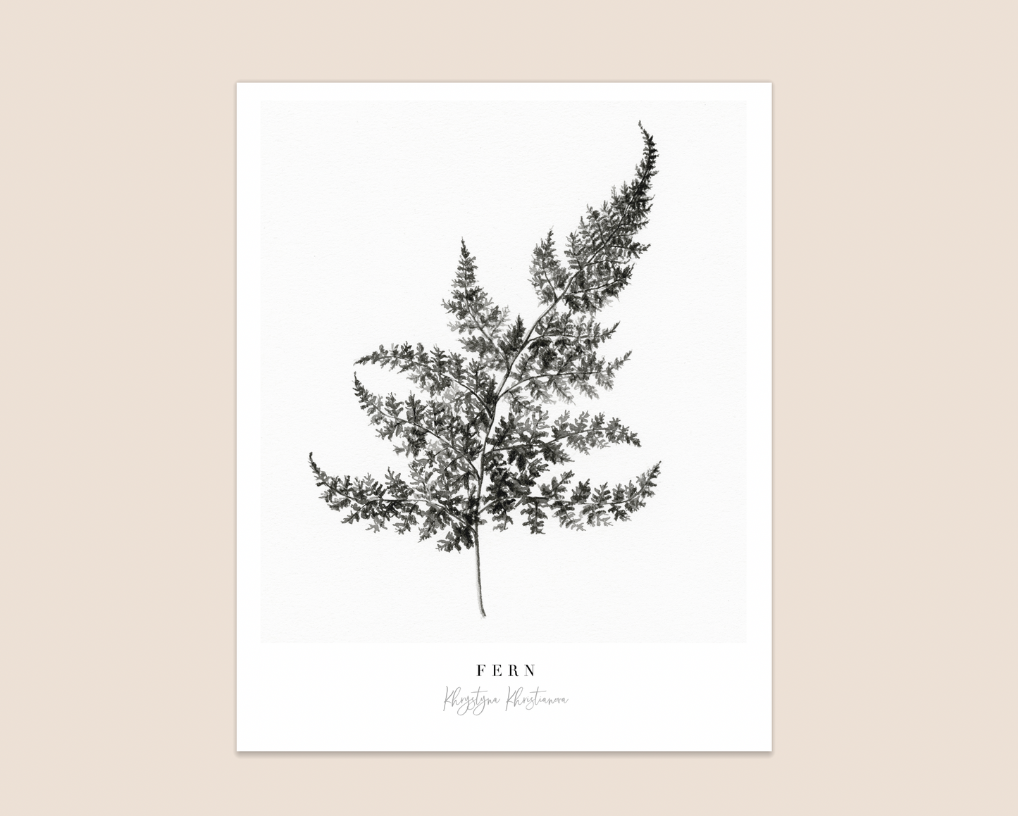 'Fern' giclee print. Unframed