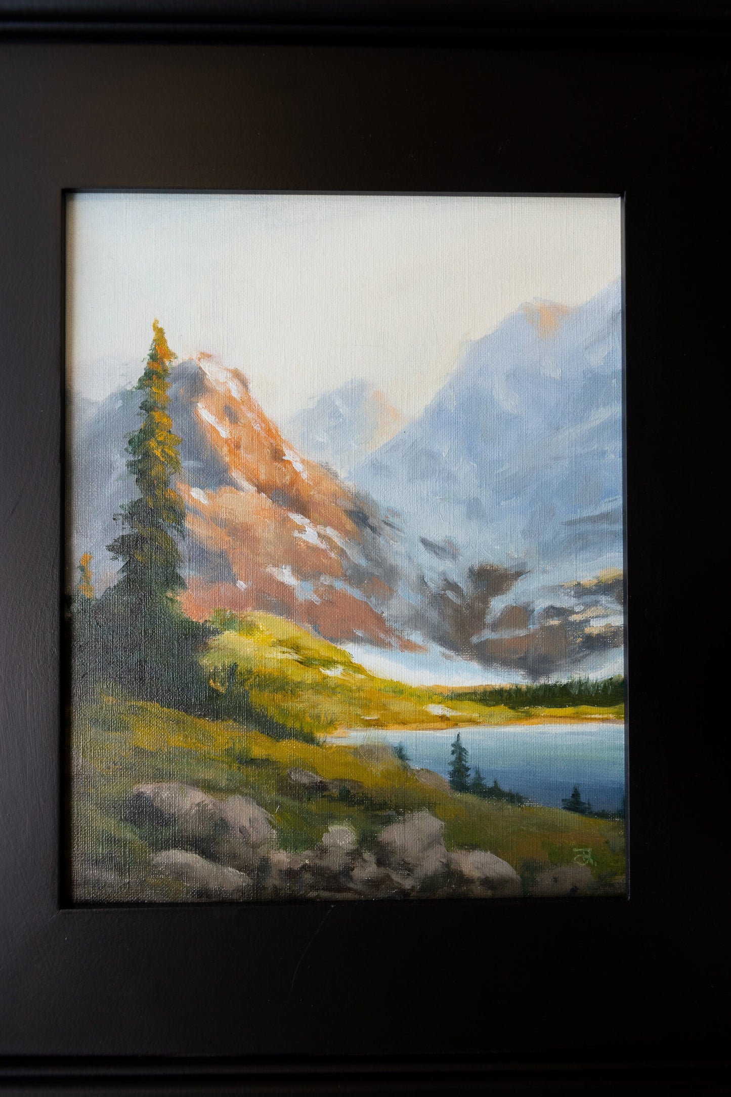 'Evening Light. Mountain Study' Original Landscape. 8x10 Framed