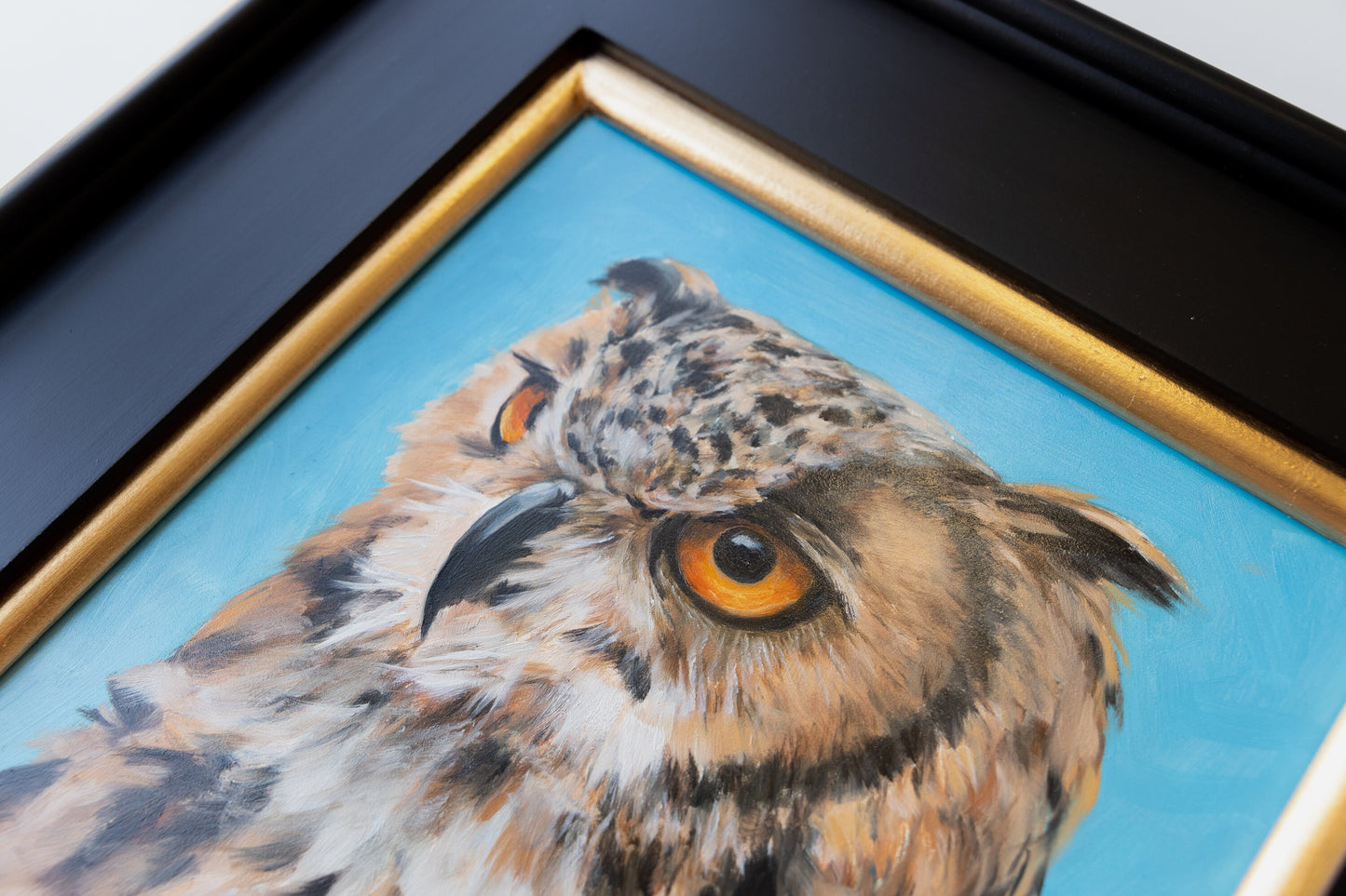 'Great Horned Owl' Original Oil Painting. 9x12. Framed