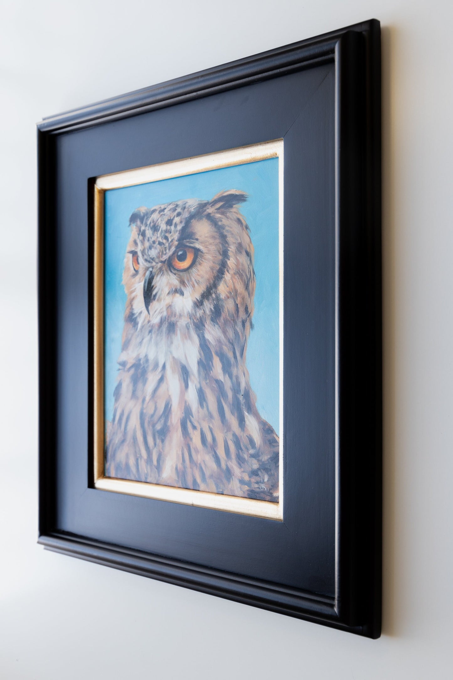 'Great Horned Owl' Original Oil Painting. 9x12. Framed
