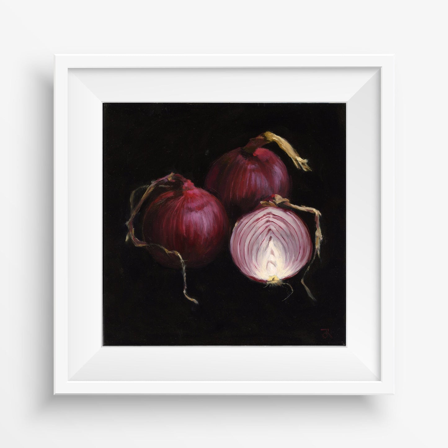 'Red Onions' still-life giclee print. Unframed.