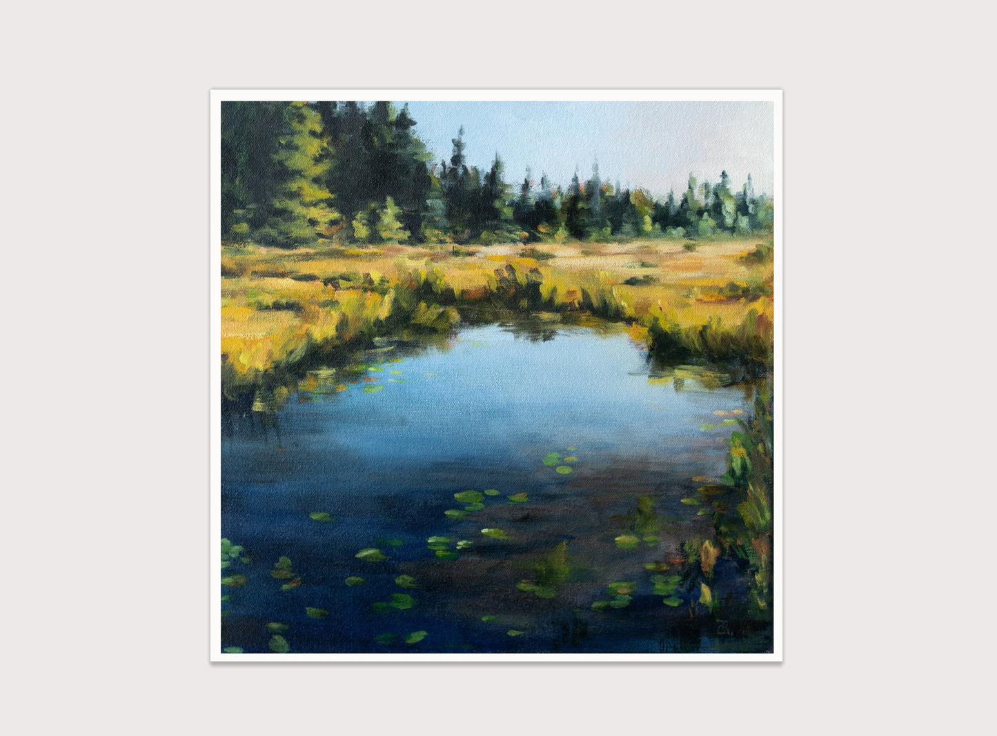 'Lily Pond in the Woods' giclee landscape print. Unframed