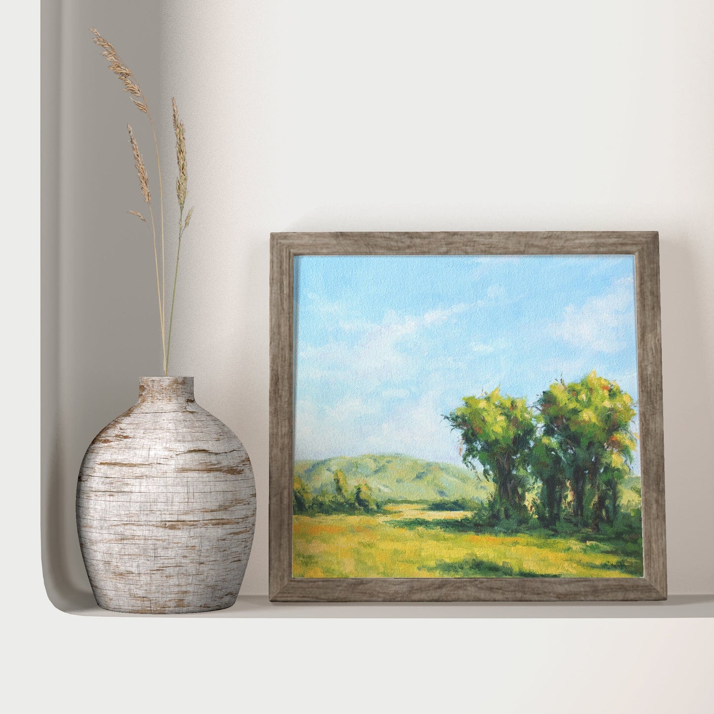 'Green Hills' giglee landscape print. Unframed