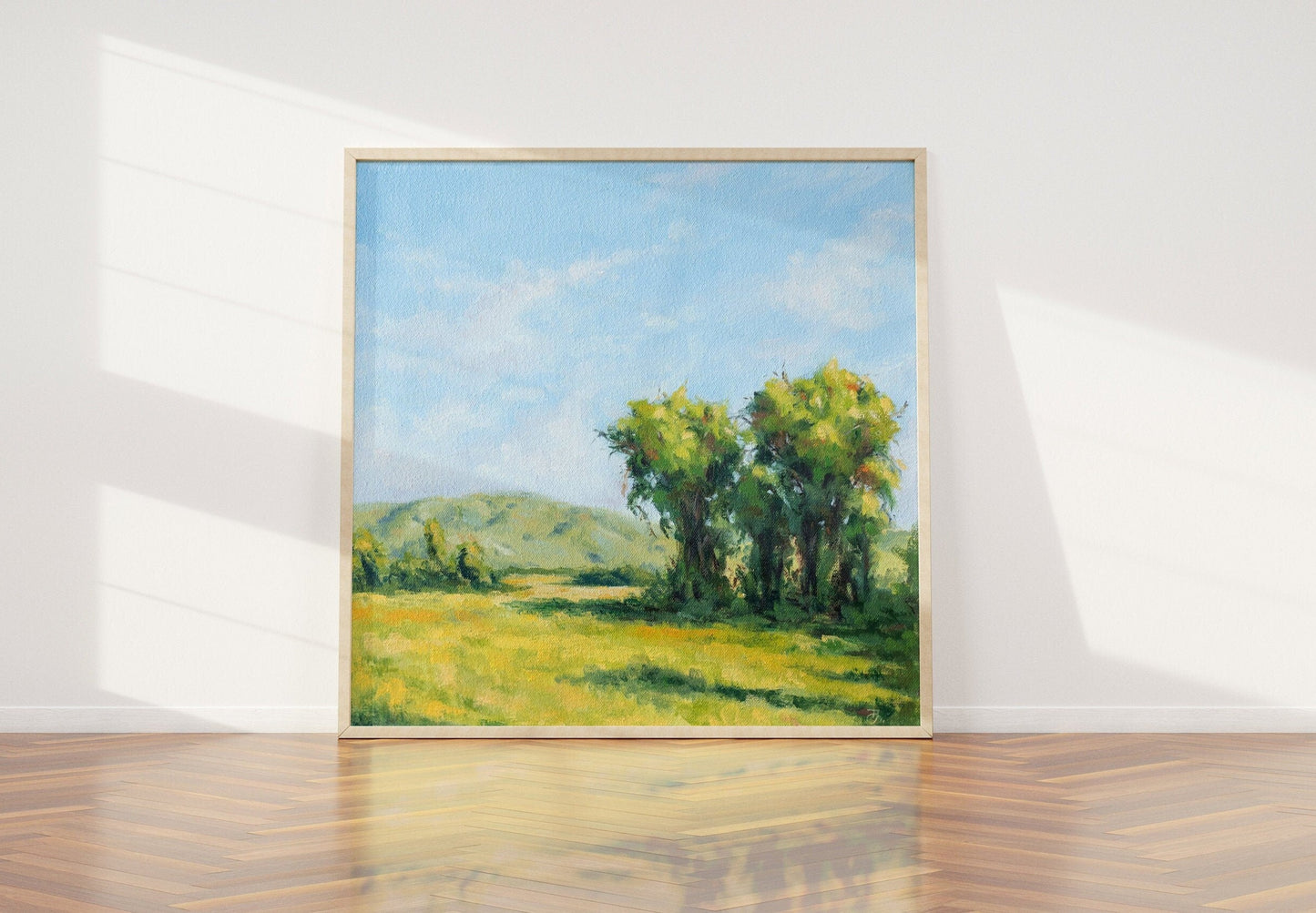 'Green Hills' giglee landscape print. Unframed
