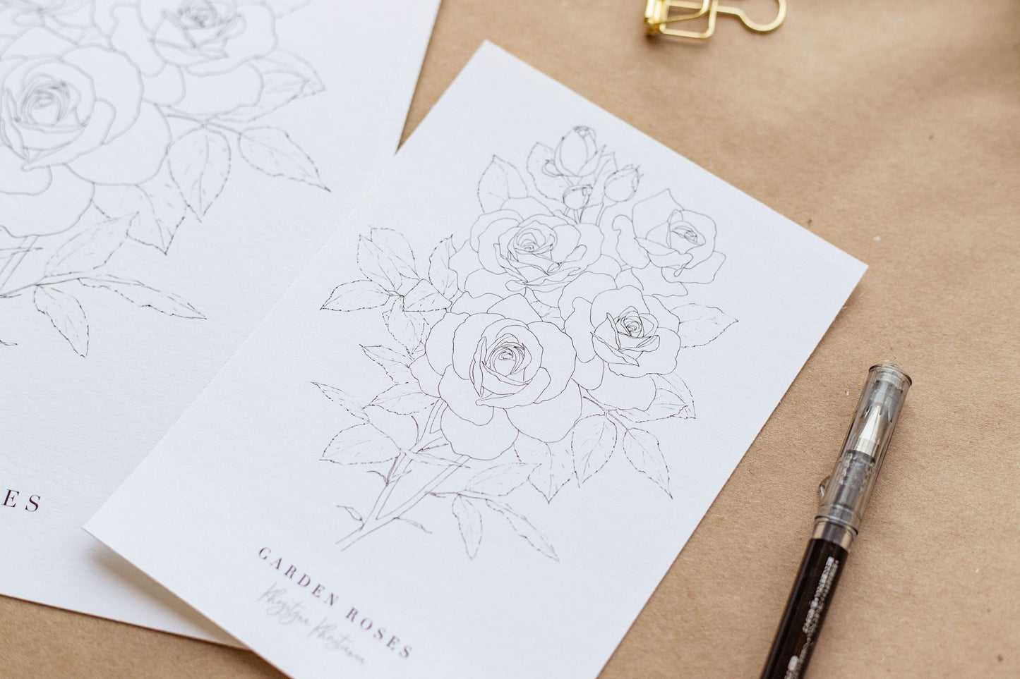 'Garden Rose Branch' giclee print. Unframed