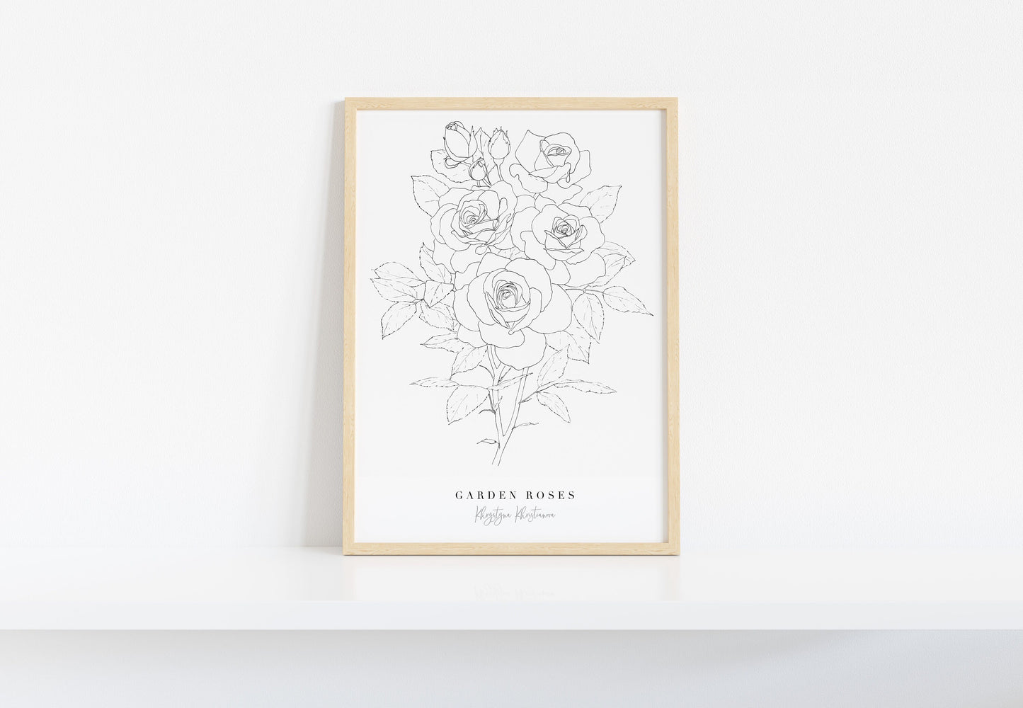 'Garden Rose Branch' giclee print. Unframed