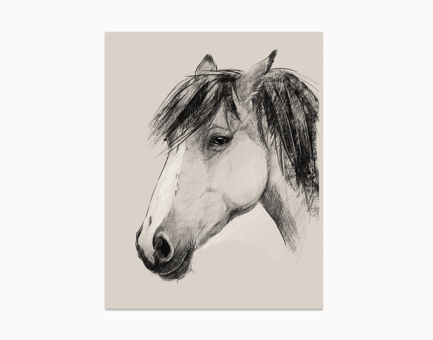 'Sad Eyes' horse giclee print. Unframed