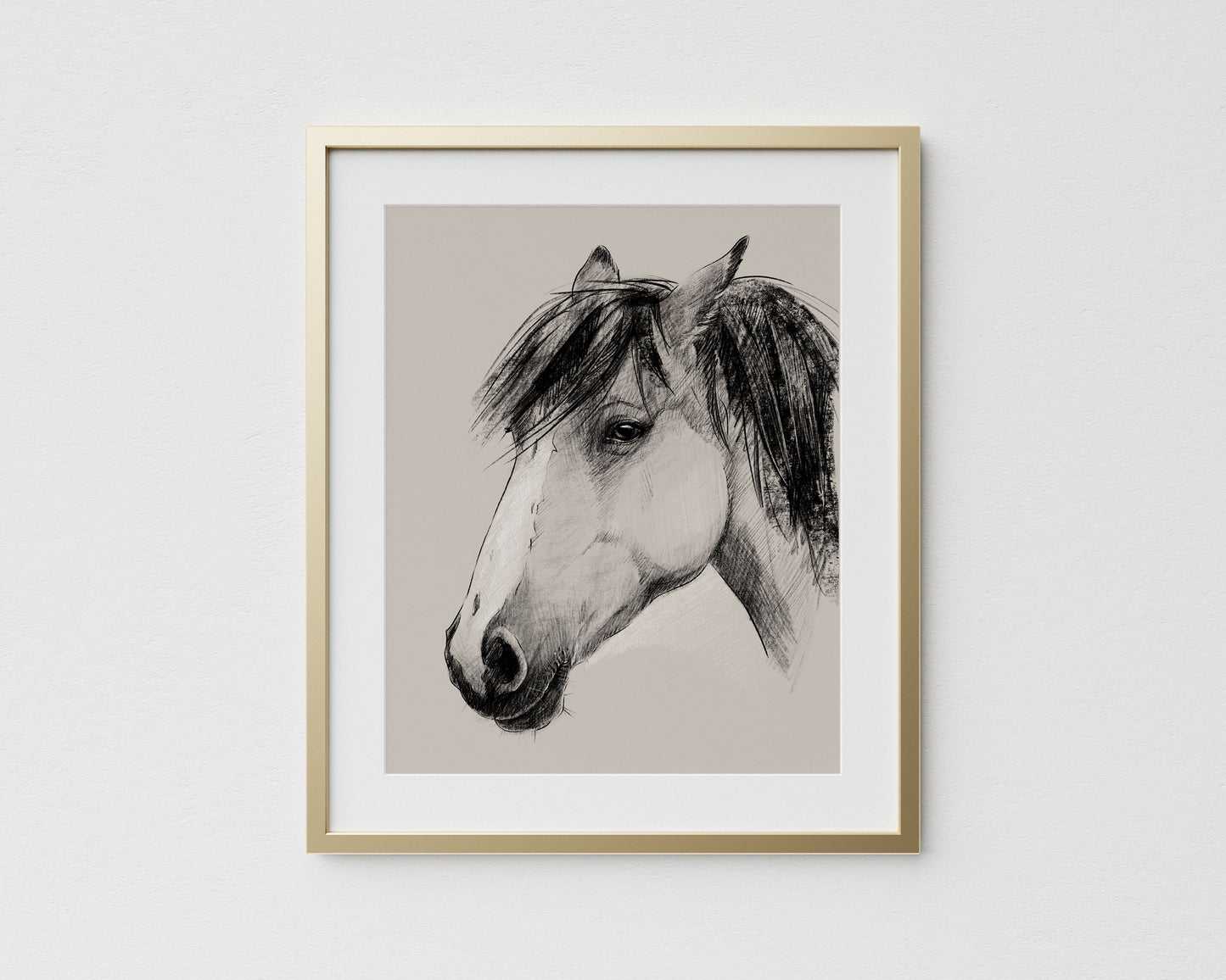 'Sad Eyes' horse giclee print. Unframed