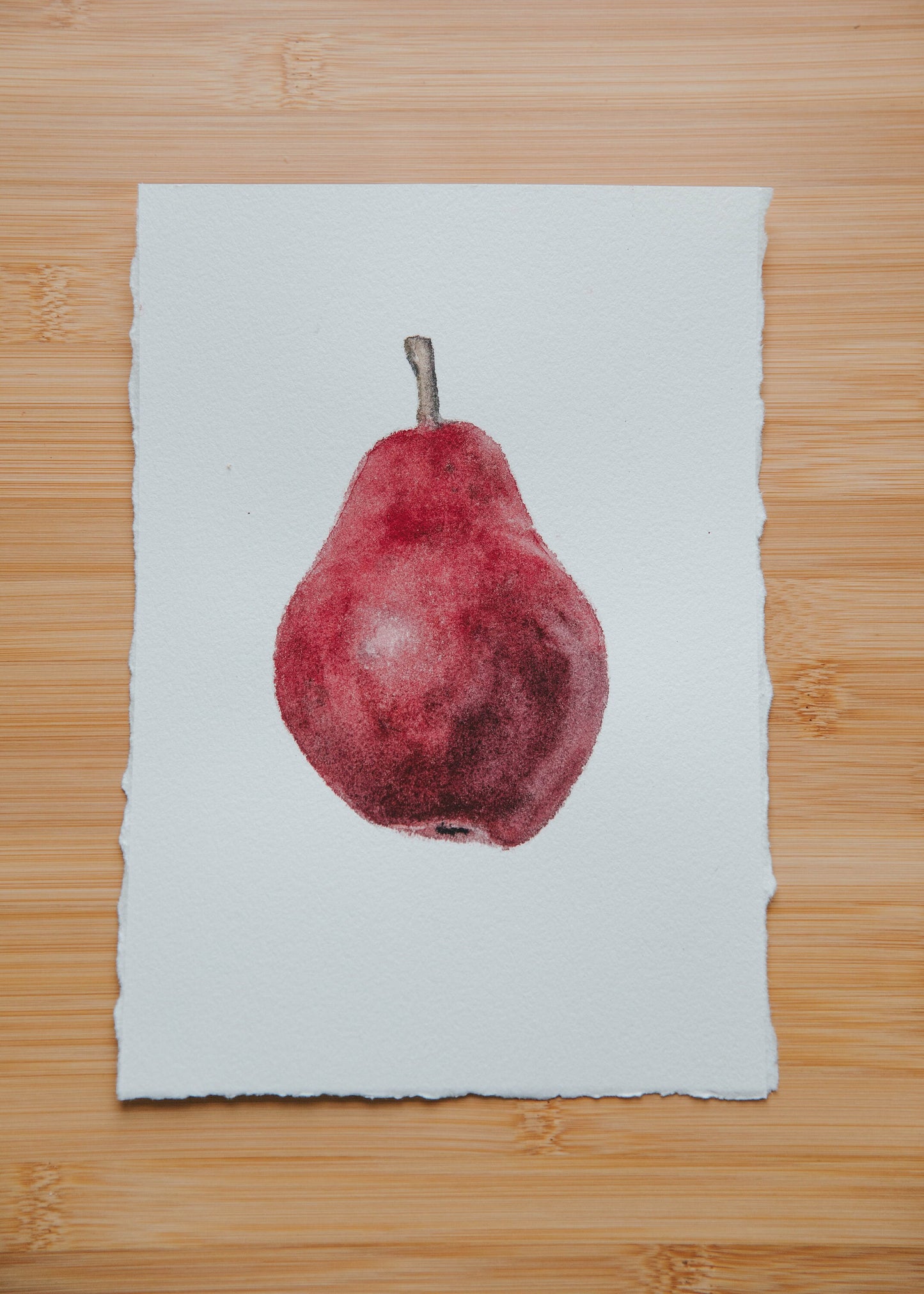 Original Read Anjou Pear watercolor illustration. 6x9in