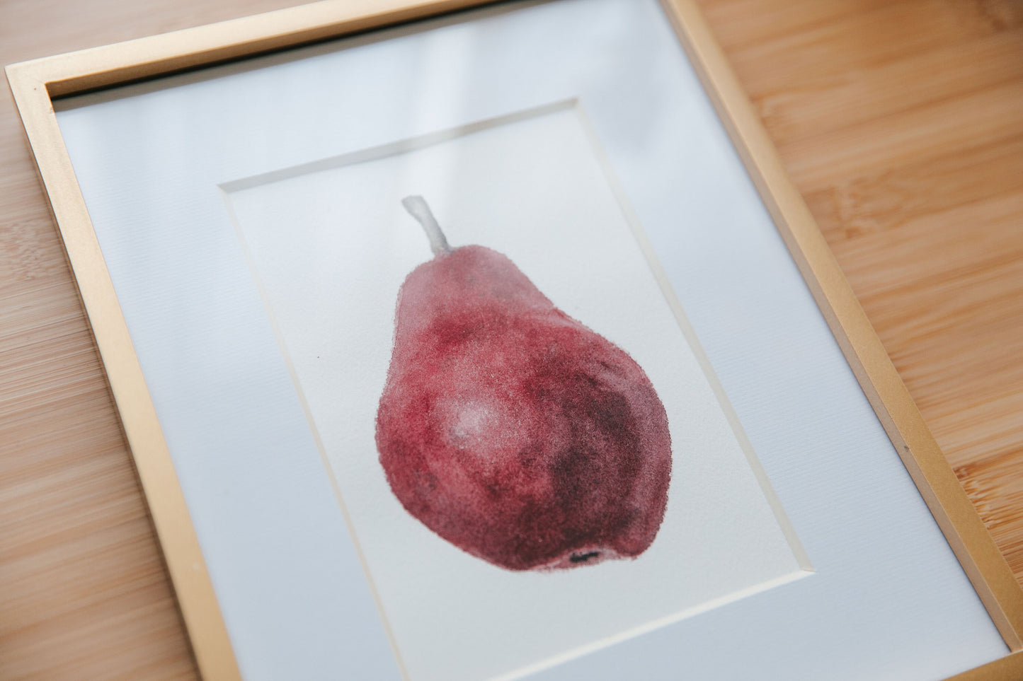 Original Read Anjou Pear watercolor illustration. 6x9in