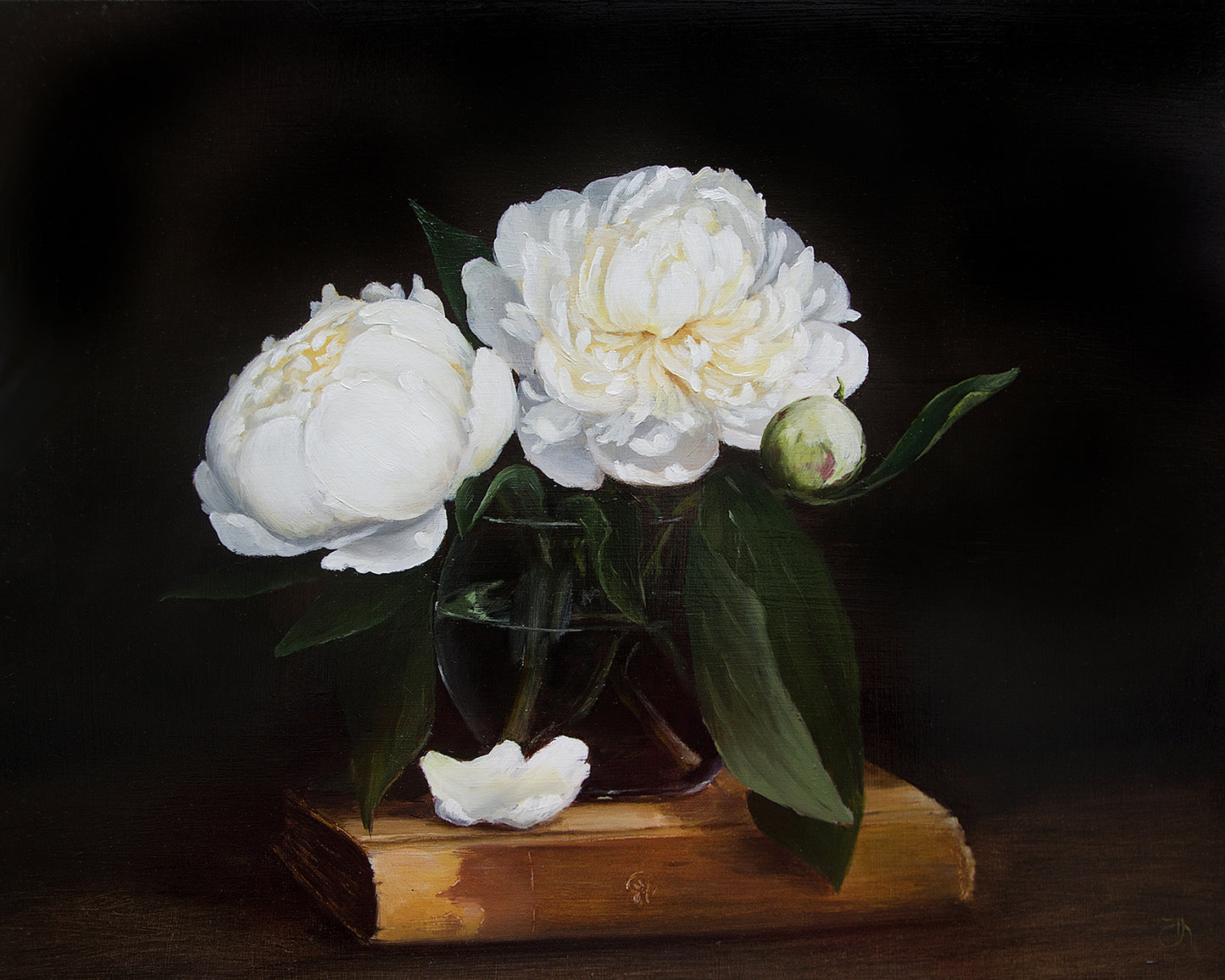 'White Peonies' still-life giclee print. Unframed.