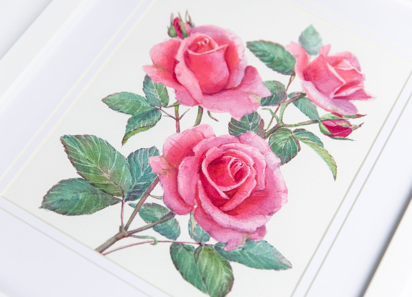 'Pink Whimsy'  8x10 watercolor painting. Framed