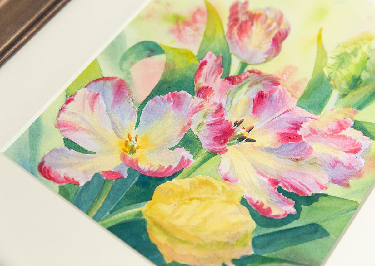 'Basking in the sunshine'  8x10 watercolor painting. Framed