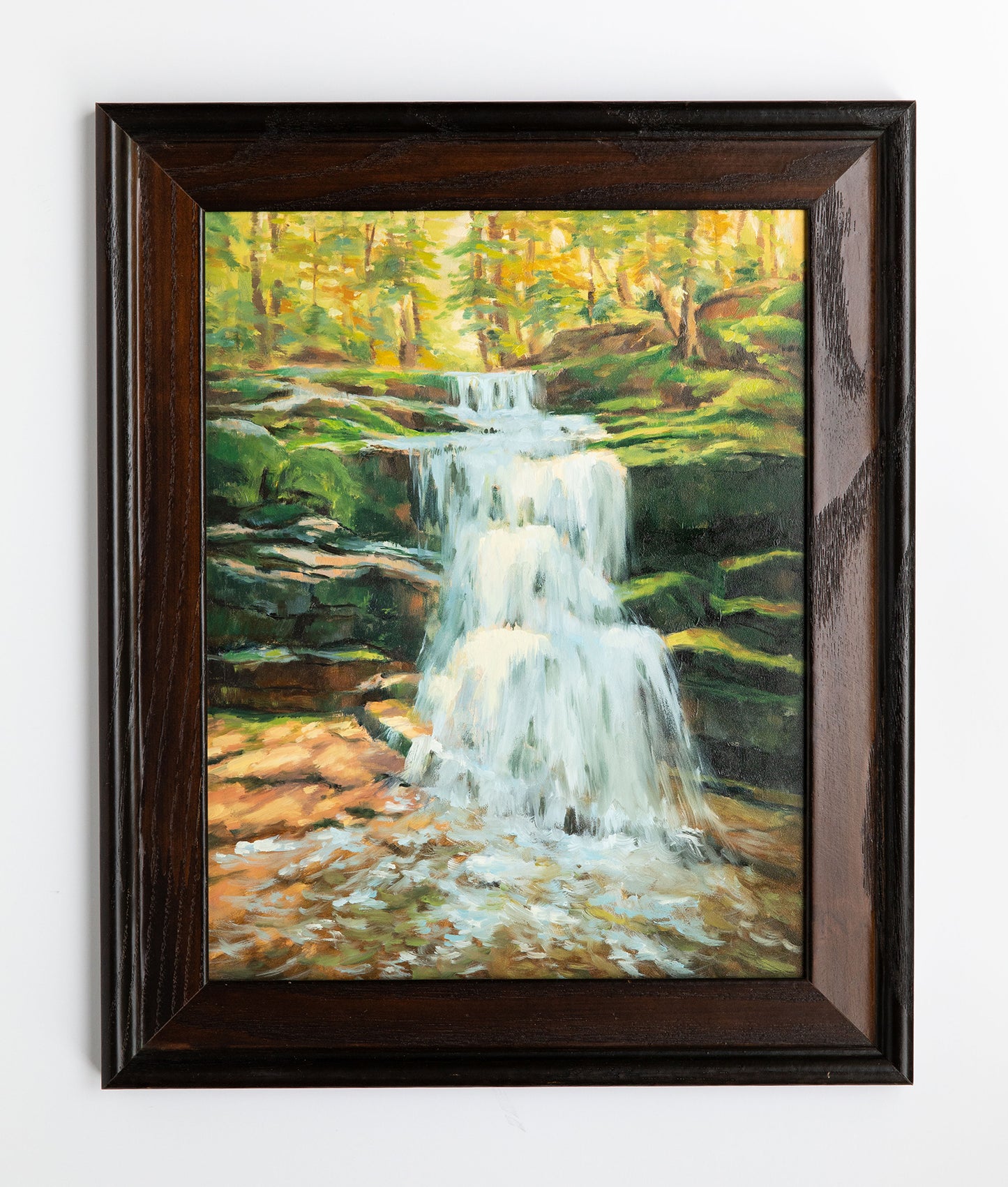 "Glimmering Rapids" 11x14 oil painting. Framed