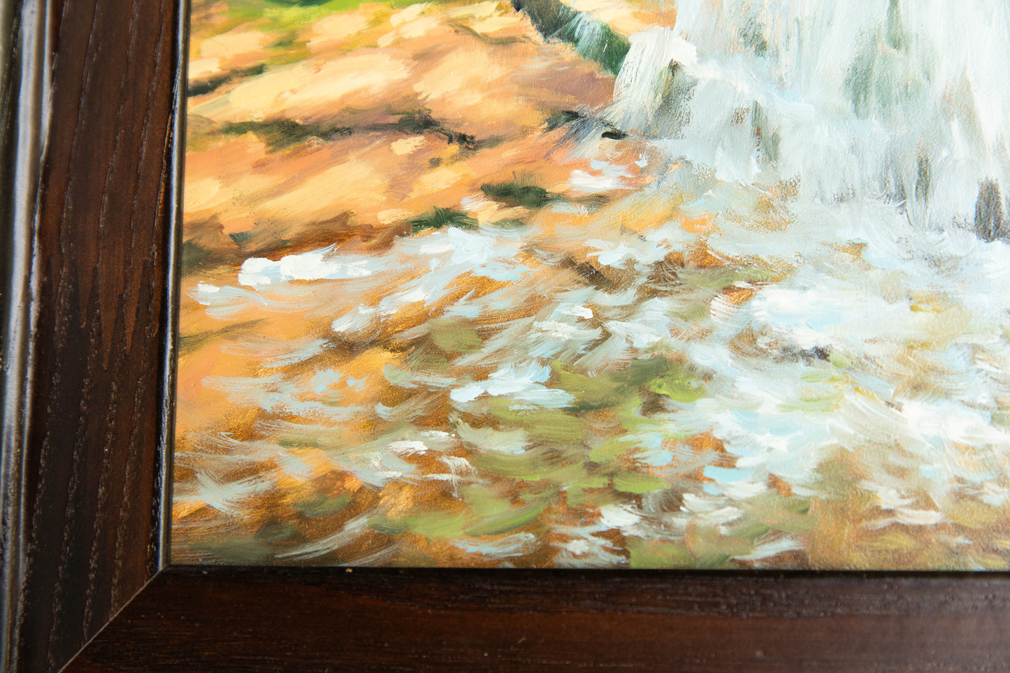 "Glimmering Rapids" 11x14 oil painting. Framed