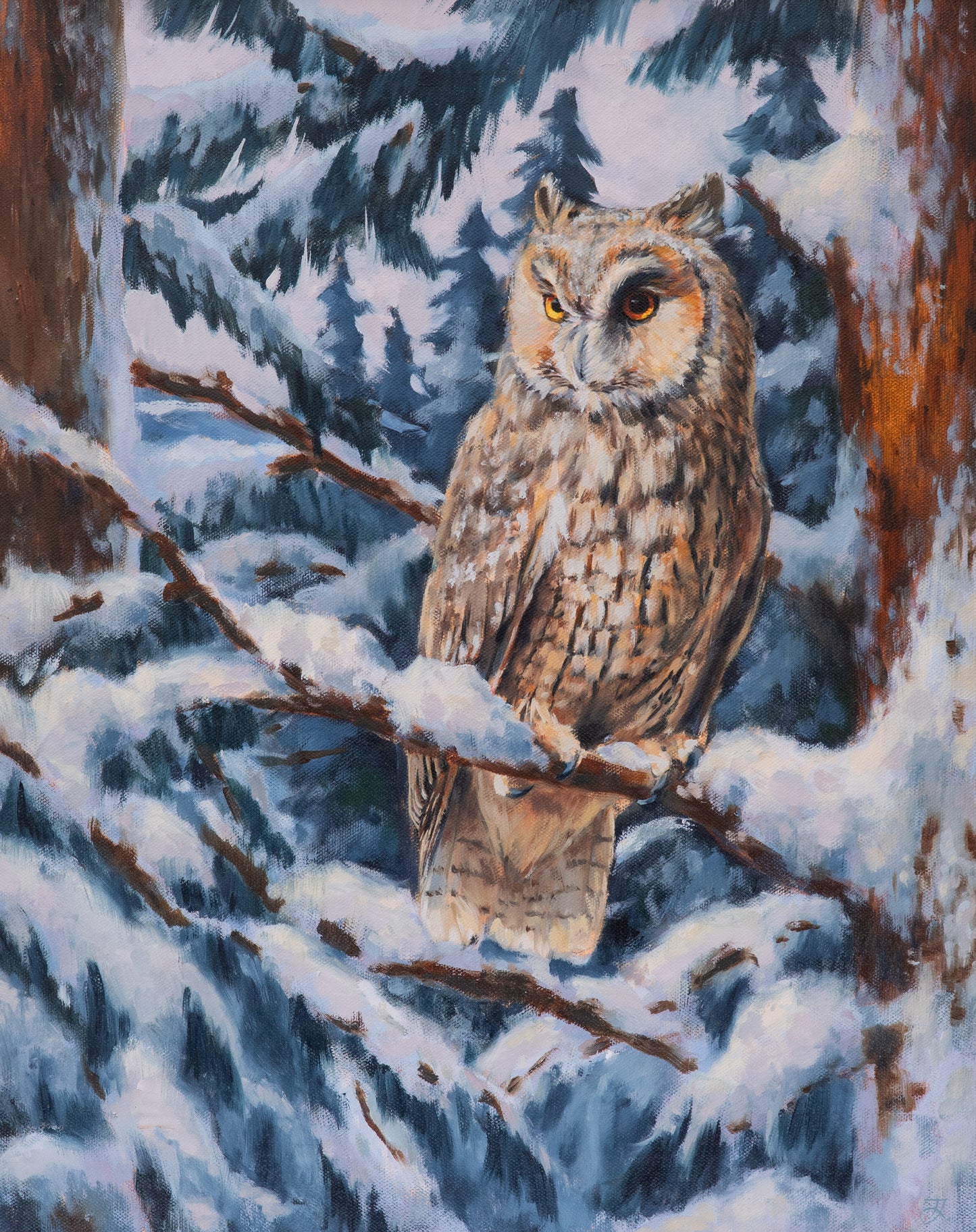 "In the Somber Depths of January" 16x20 original oil painting. Framed