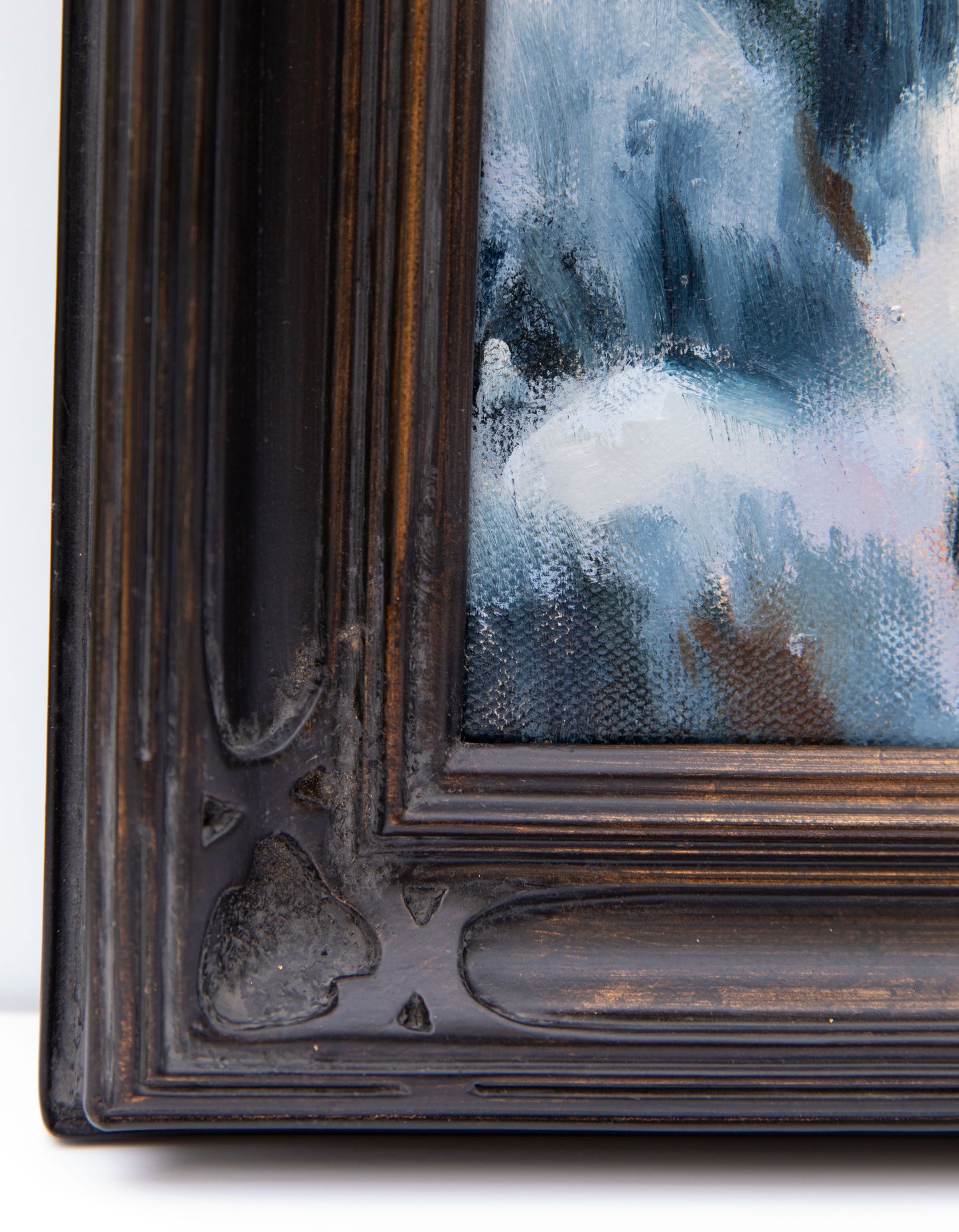 "In the Somber Depths of January" 16x20 original oil painting. Framed