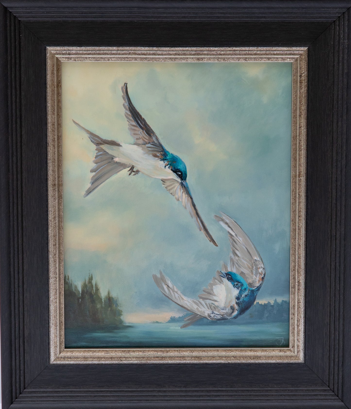 "The Last Storm of July" 8x10 original oil painting. Framed