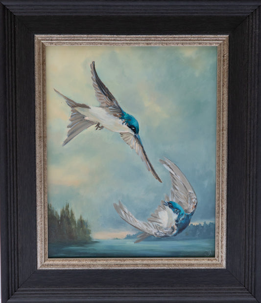 "The Last Storm of July" 8x10 original oil painting. Framed