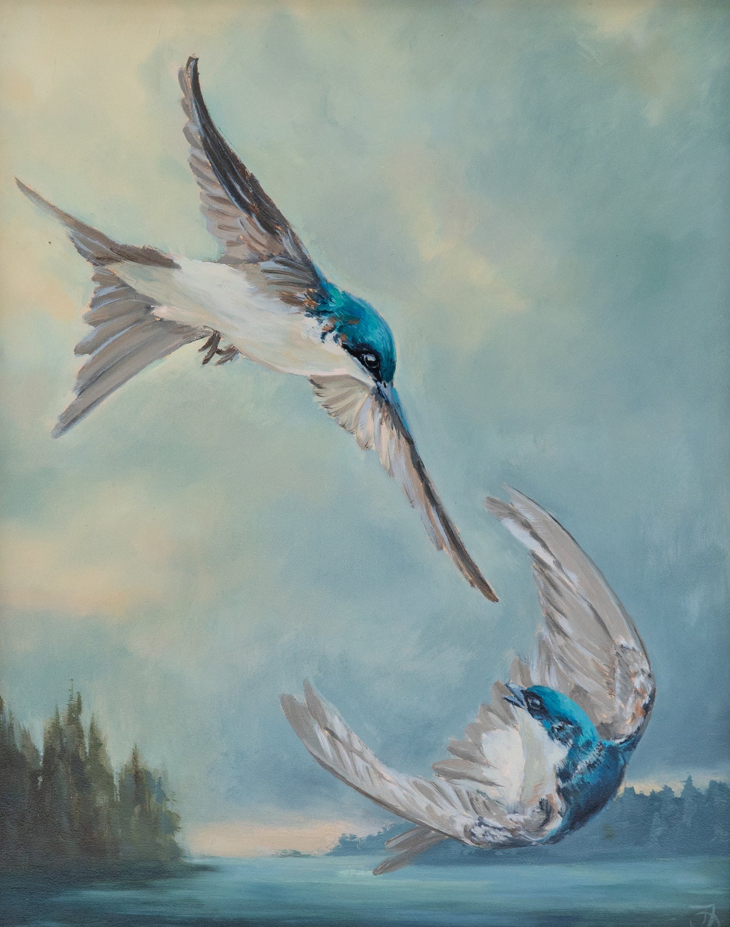 "The Last Storm of July" 8x10 original oil painting. Framed