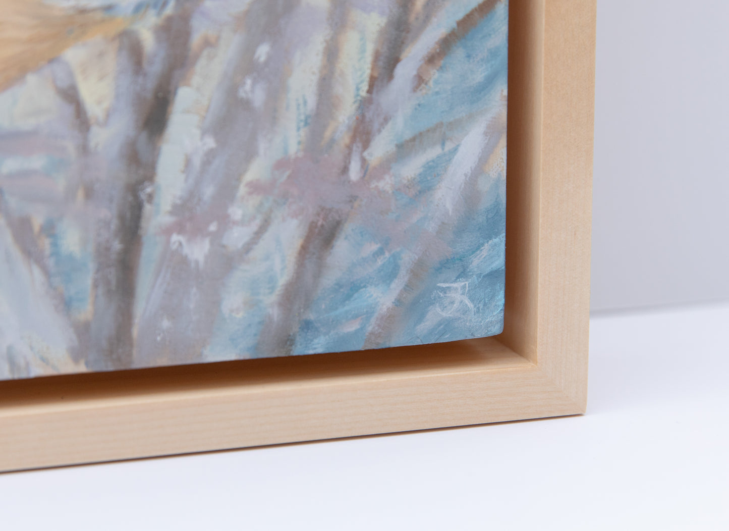 "February Flurries" 8x8 original oil painting. Framed