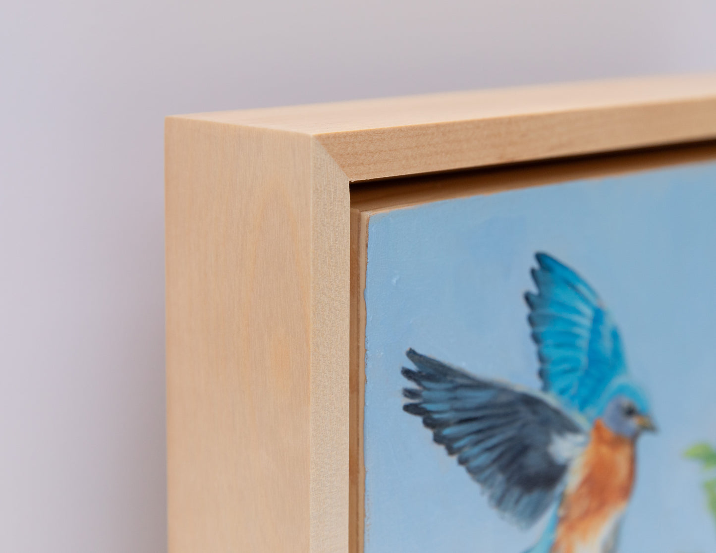 "Blueberry Thief" 8x8 original oil painting. Framed