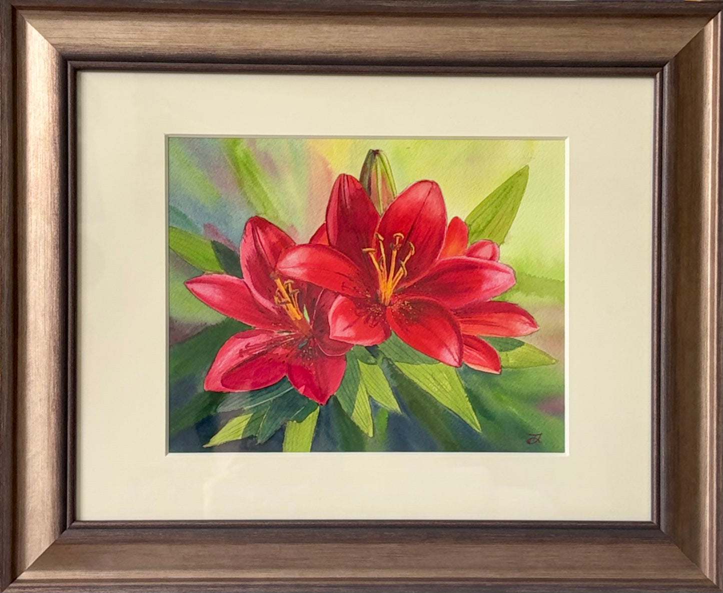 'Red Velvet'  8x10 watercolor painting. Framed