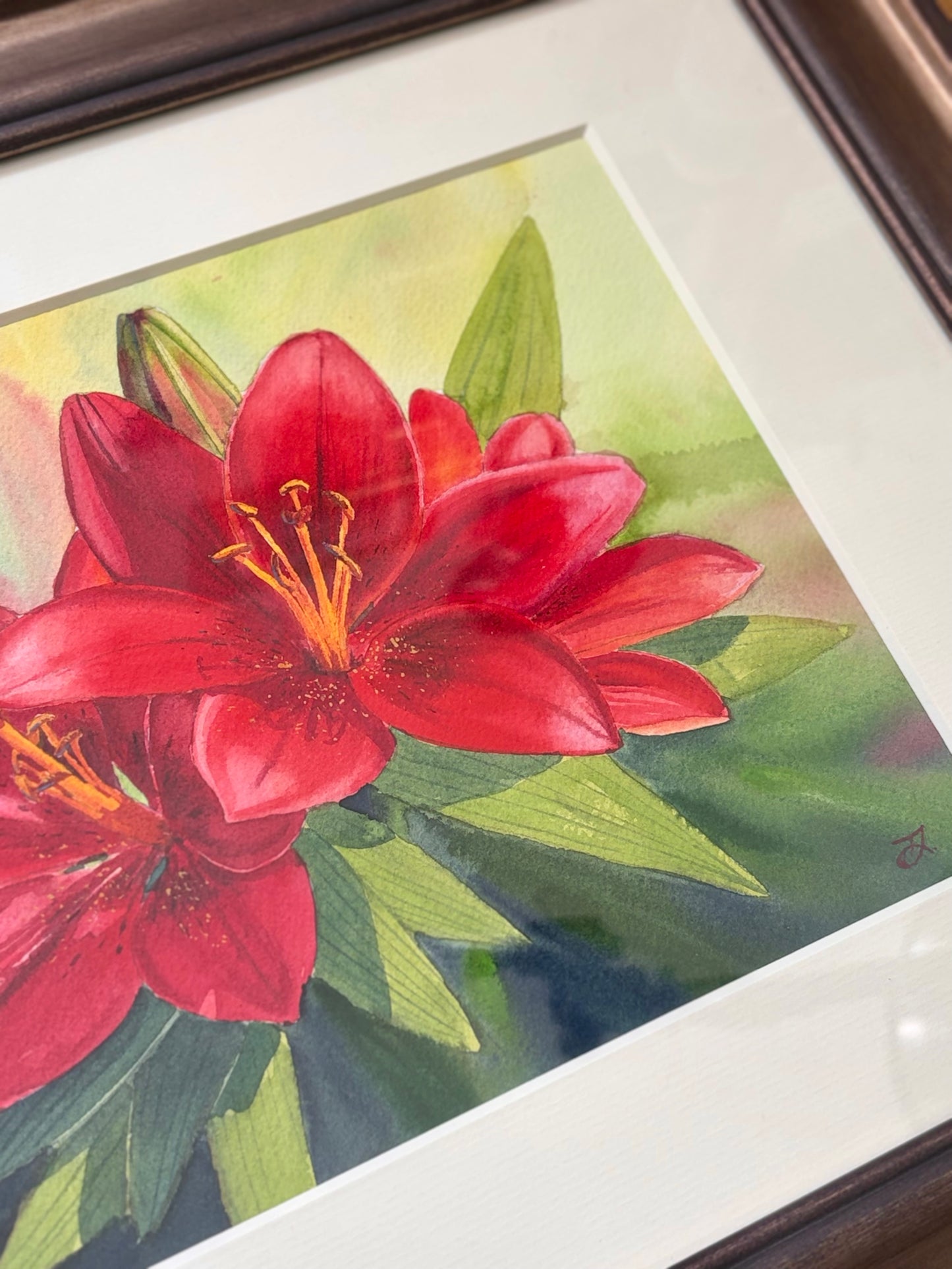 'Red Velvet'  8x10 watercolor painting. Framed