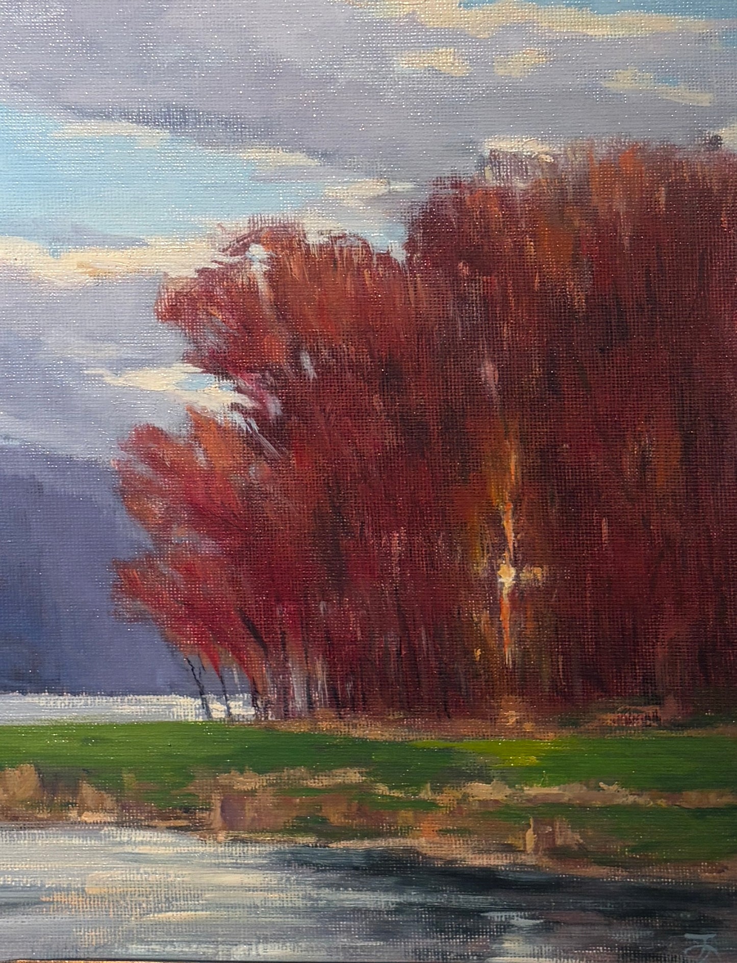 "Afternoon at Beltzville Lake" 8x10 oil painting. Framed