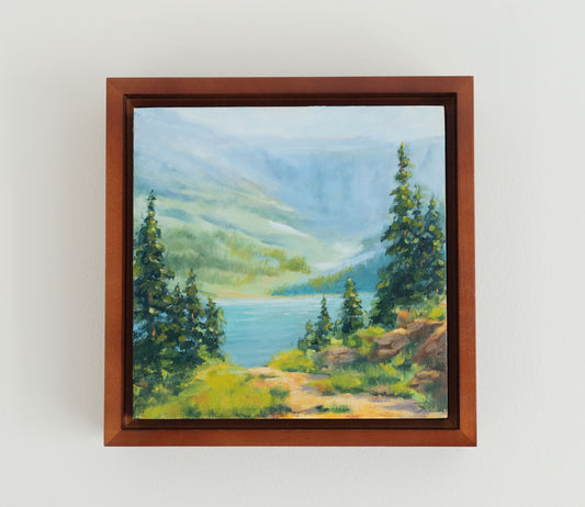 'Sunny Days' 8x8 original oil landscape painting. Framed