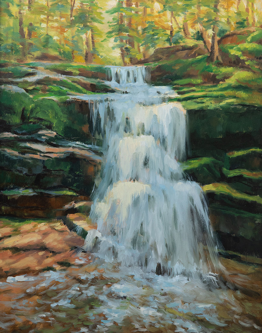 "Glimmering Rapids" 11x14 oil painting. Framed