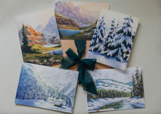 Set of 5 Winter landscape Cards