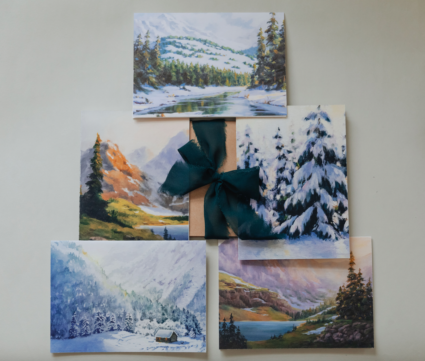 Set of 5 Winter landscape Cards