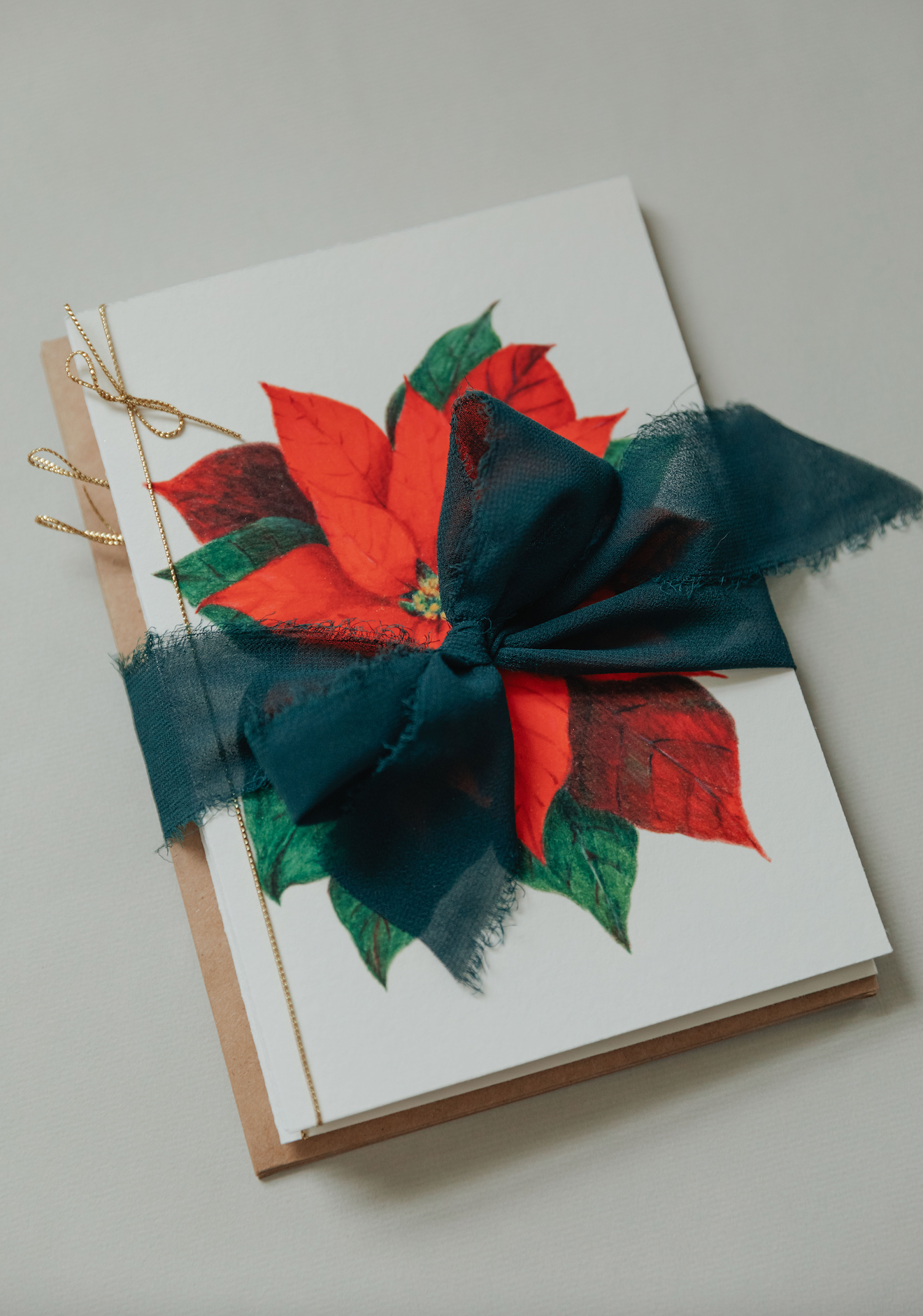 Set os 3 Poinsettia Cards