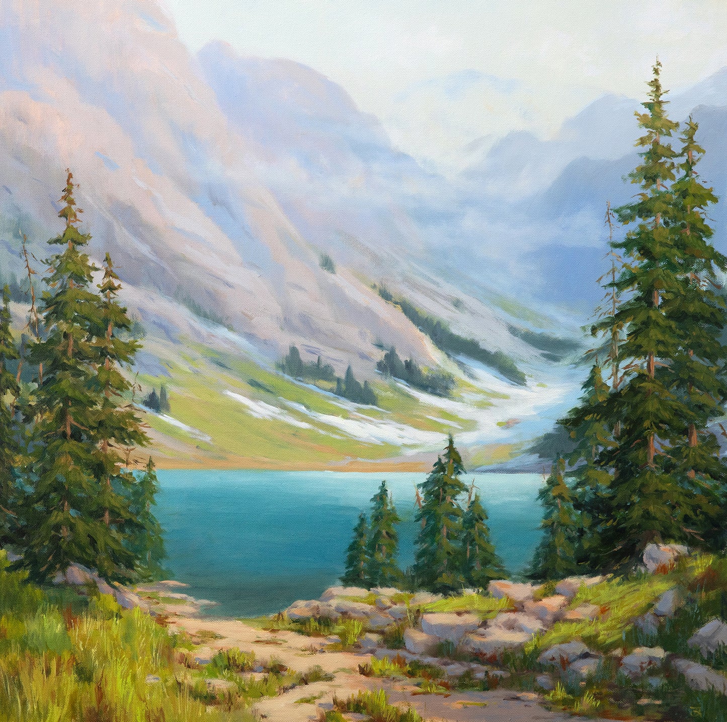 "A Promise written in the Morning Air" 24x24 oil painting. Framed