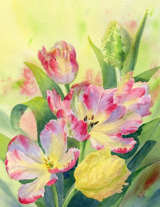 'Basking in the sunshine'  8x10 watercolor painting. Framed