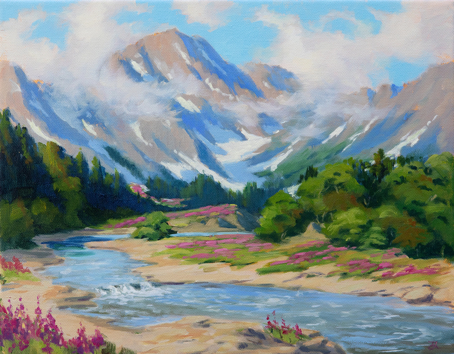 "Fireweed Valley" 11x14 oil painting. Framed