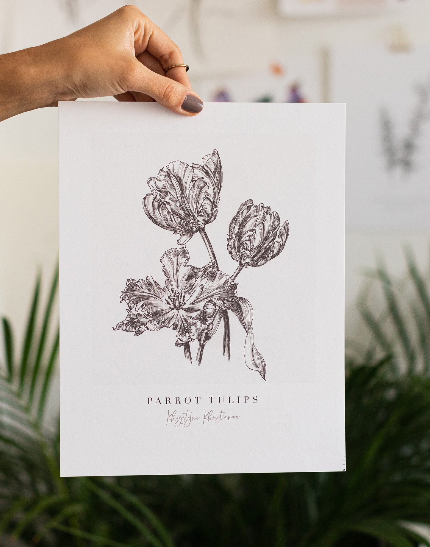 'Parrot Tulips' giclee print. Unframed