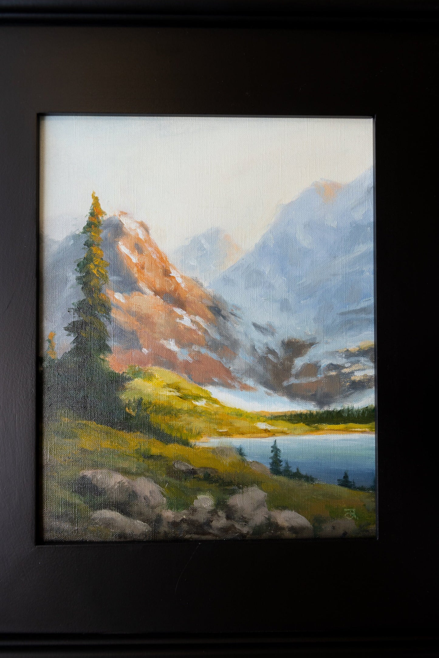 'Evening Light. Mountain Study' Original Landscape. 8x10  Framed