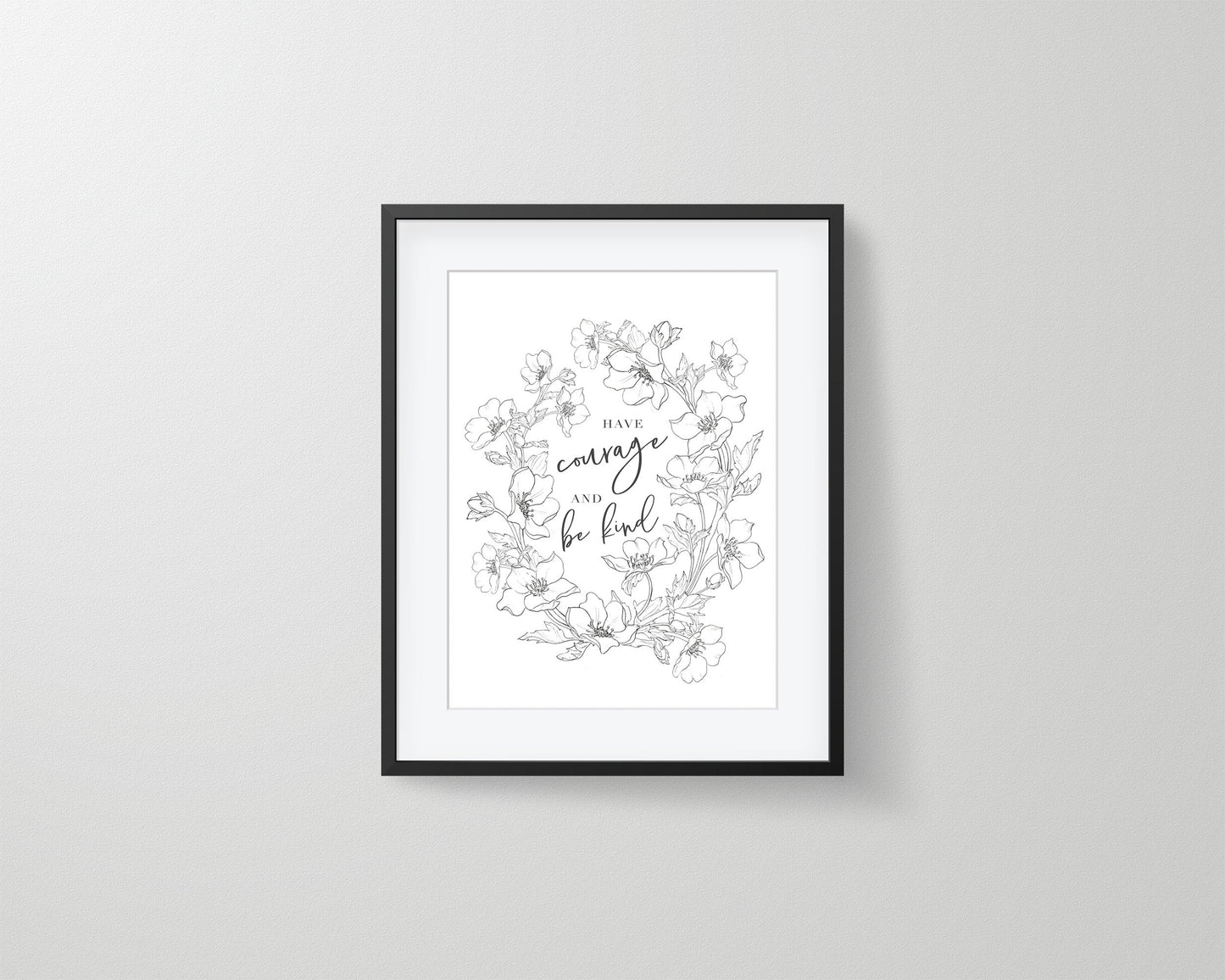'Have courage' Hellebore wreath giclee print. Unframed