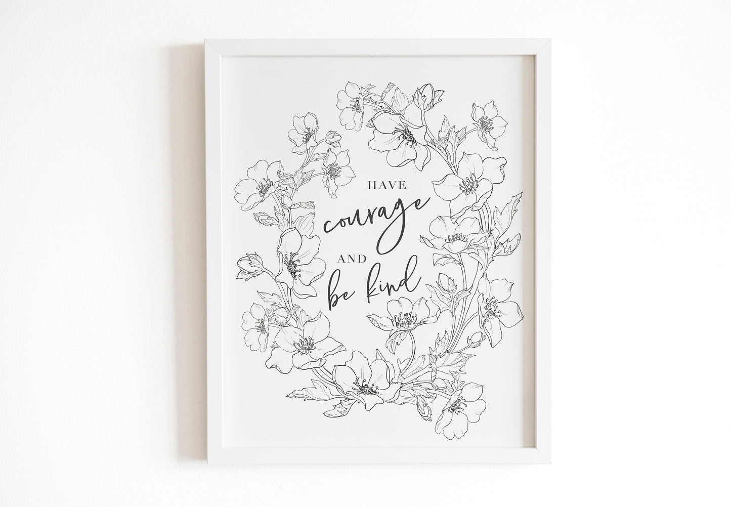 'Have courage' Hellebore wreath giclee print. Unframed